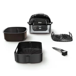 Ninja AG301 Foodi 10-in L x 10-in W Non-stick Residential, 5-in-1 Indoor Grill with Air Fry, Roast, Bake  Dehydrate, Black/Silver