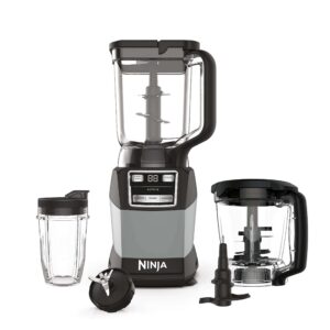 Ninja AMZ493BRN Compact Kitchen System, 1200W, 72-oz. Blender Pitcher, 40-oz. Processor Bowl 18-oz. Single-Serve Cup, Grey