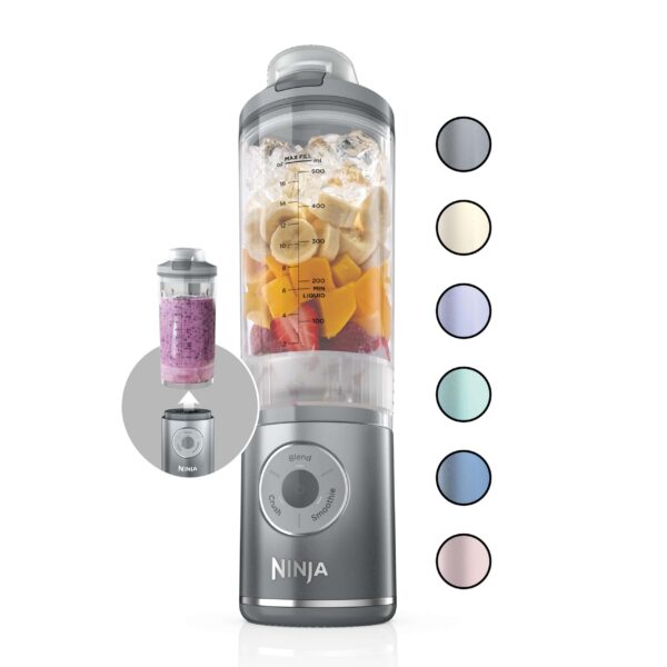Ninja BC251SL Blast Max, Portable Blender, Twist Go, Personal Blender, 3 Programs, Cordless, 22 oz removable Vessel, Silver