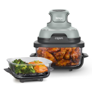 Ninja Crispi Air Fryer, Microwave, Freezer  Dishwasher Safe, Non Toxic Glass Portable Cooking System, 4 QT 6 Cup Glass Containers, Green, FN101SG
