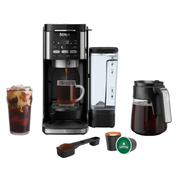 Ninja DualBrew Hot  Iced Coffee Maker, Single-Serve, compatible with K-Cups 12-Cup Drip Coffee Maker Black/Stainless Steel