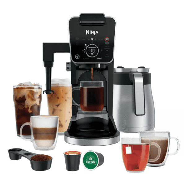 Ninja  DualBrew PRO 12-Cup Specialty Coffee System with Thermal Carafe, K-Cup Compatible, Hot Water System Frother  Black/Silver