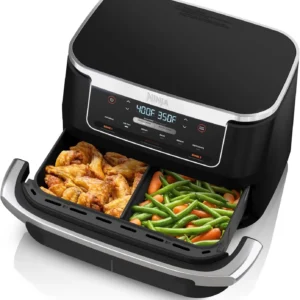 Ninja DZ071 Foodi 6-in-1 DualZone FlexBasket Air Fryer with 7-QT MegaZone Basket Divider, Black