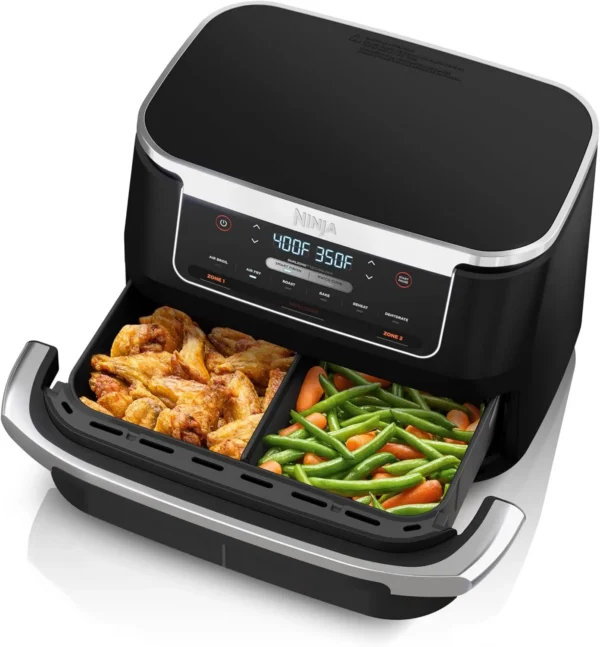 ninja-dz071-foodi-6-in-1-dualzone-flexbasket-air-fryer-with-7-qt-megazone-basket-divider-black Ninja DZ071 Foodi 6-in-1 DualZone FlexBasket Air Fryer with 7-QT MegaZone Basket Divider, Black