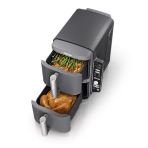 Version 1.0.0 Ninja SL401 DoubleStack XL 2-Basket Air Fryer, DoubleStack Technology Cooks 4 Foods at Once, Compact Design, Grey