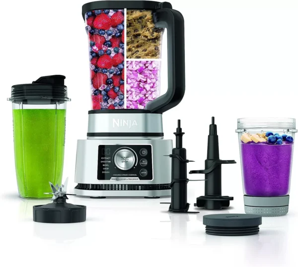 Ninja SS351 Foodi Power Blender Processor System 1400 WP Smoothie Bowl Maker Nutrient Extractor, Silver