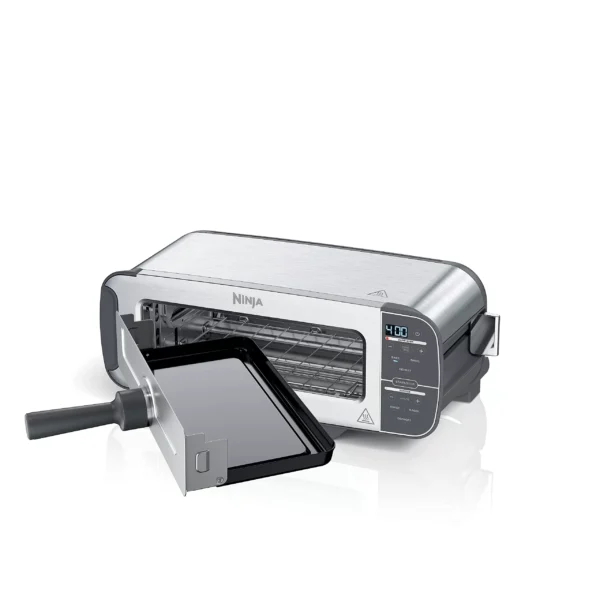 Ninja ST101 Foodi 2-in-1 Flip Toaster, 2-Slice Capacity, Compact Toaster Oven, 1500 Watts, Stainless Steel