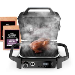 Ninja Woodfire 141 sq in 1760 Watts Electric Outdoor Grill Smoker with Air Fry, BBQ Smoke, and Real Wood Pellet Flavor